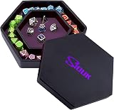 SIQUK Dice Tray with Lid Hexagon Purple Dice Rolling Tray for DND RPG Games
