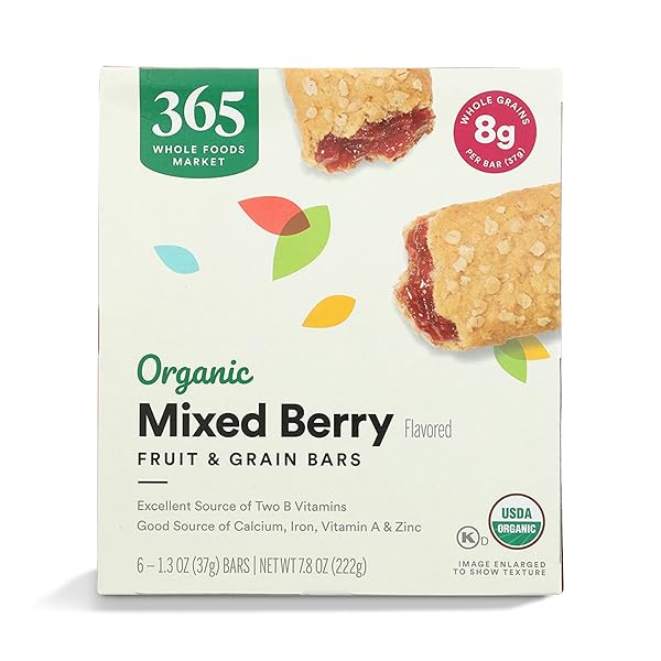 365 BY WHOLE FOODS MARKET, ORGANIC MIXED BERRY CEREAL BAR 6 COUNT, 7.8 OZ