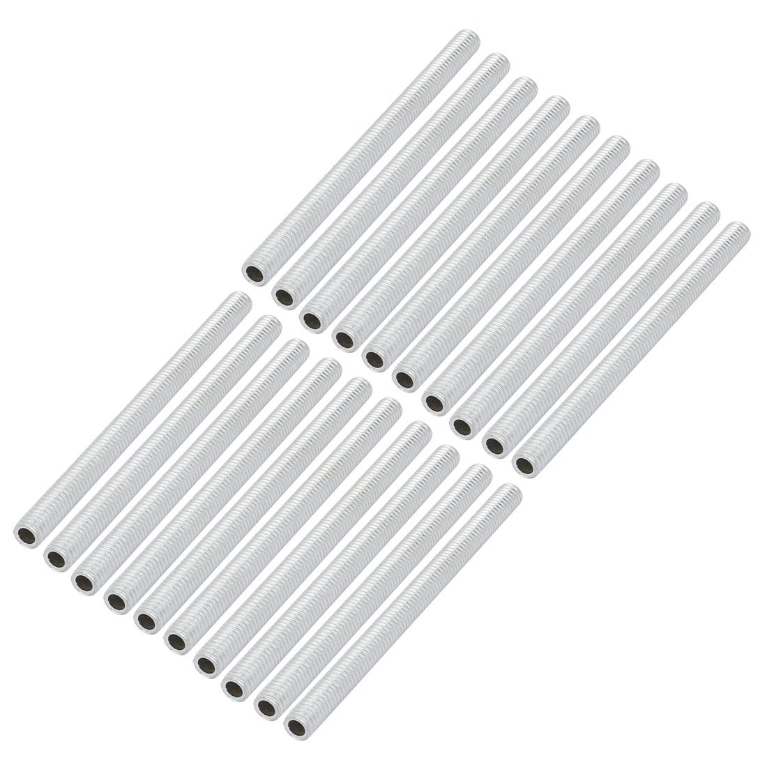 Sourcingmap Lamp Pipe Nipple, M6 Thread 85mm Length Hollow Lamps Repair Part Hardware for Lamp Lights, Zinc Plated Silver Tone, Pack of 20