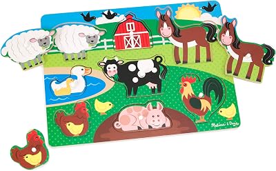 Melissa & Doug Farm Animals Peg Boards Educational Wooden Puzzles
