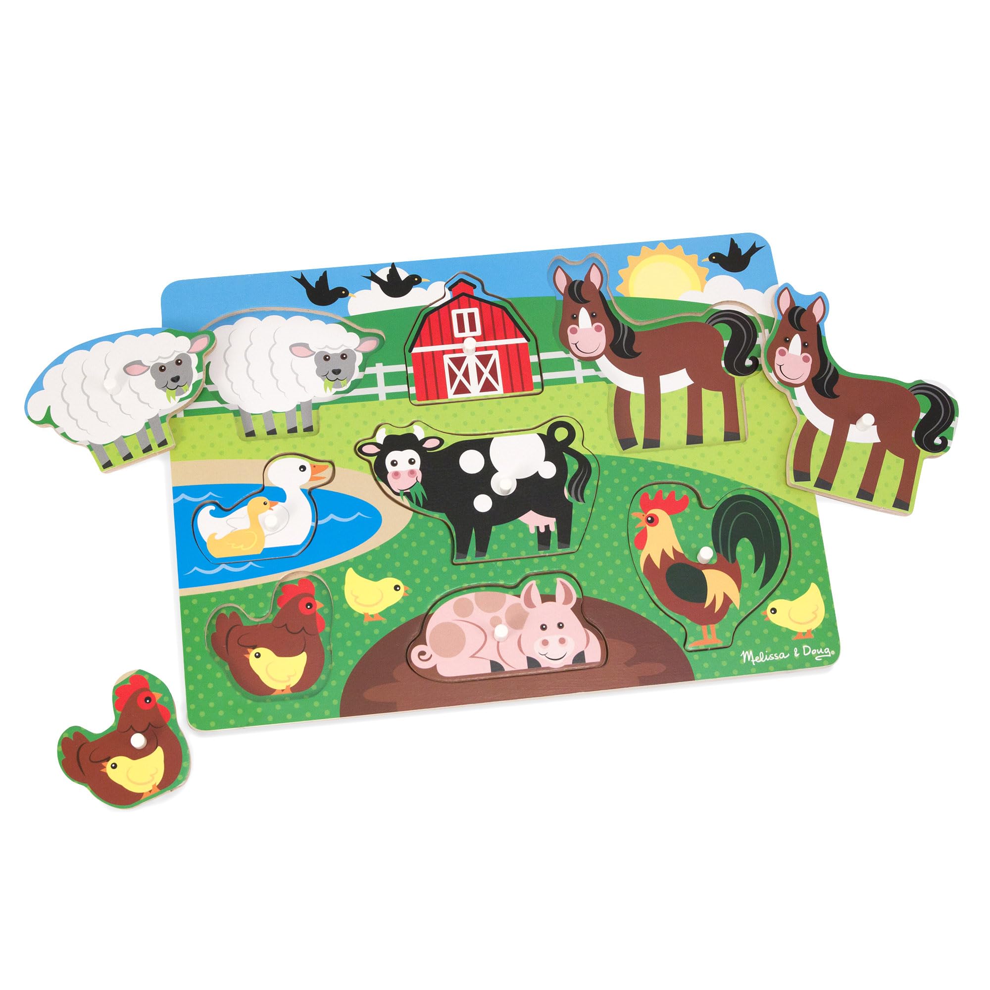 Melissa & Doug Wooden Toys - Farm Animals Peg Boards for Children, Learning Toys for 2 Year Old Girls & Boys Toddler Puzzles Gifts, Kids Wooden Jigsaw Puzzles for Children Age 2 3 4 — image 1