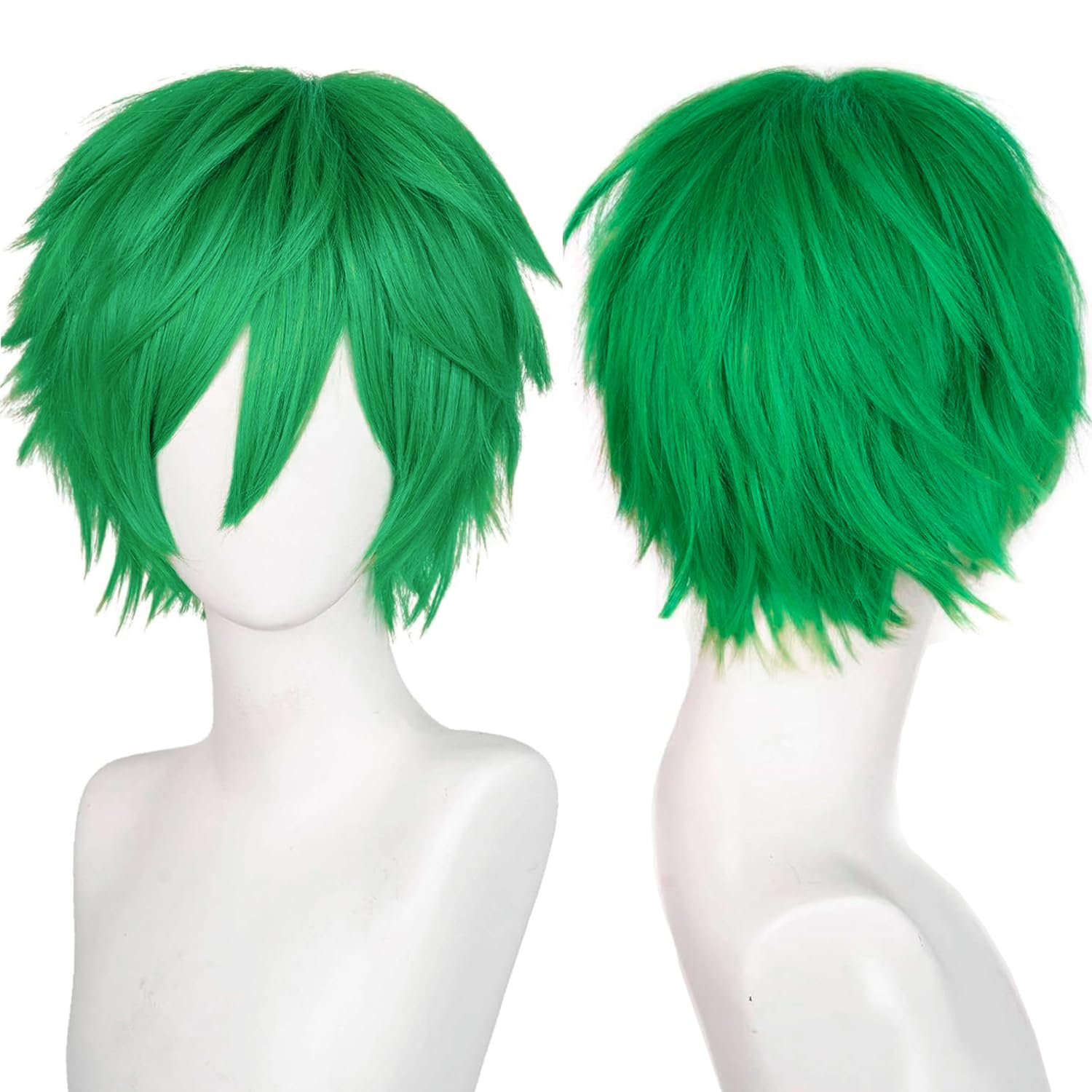 YEESHEDO Unisex Short Bob Anime Cosplay Green Wigs Full Natural Layer Straight Fluffy Hair Costume Party Fancy Dress Wig