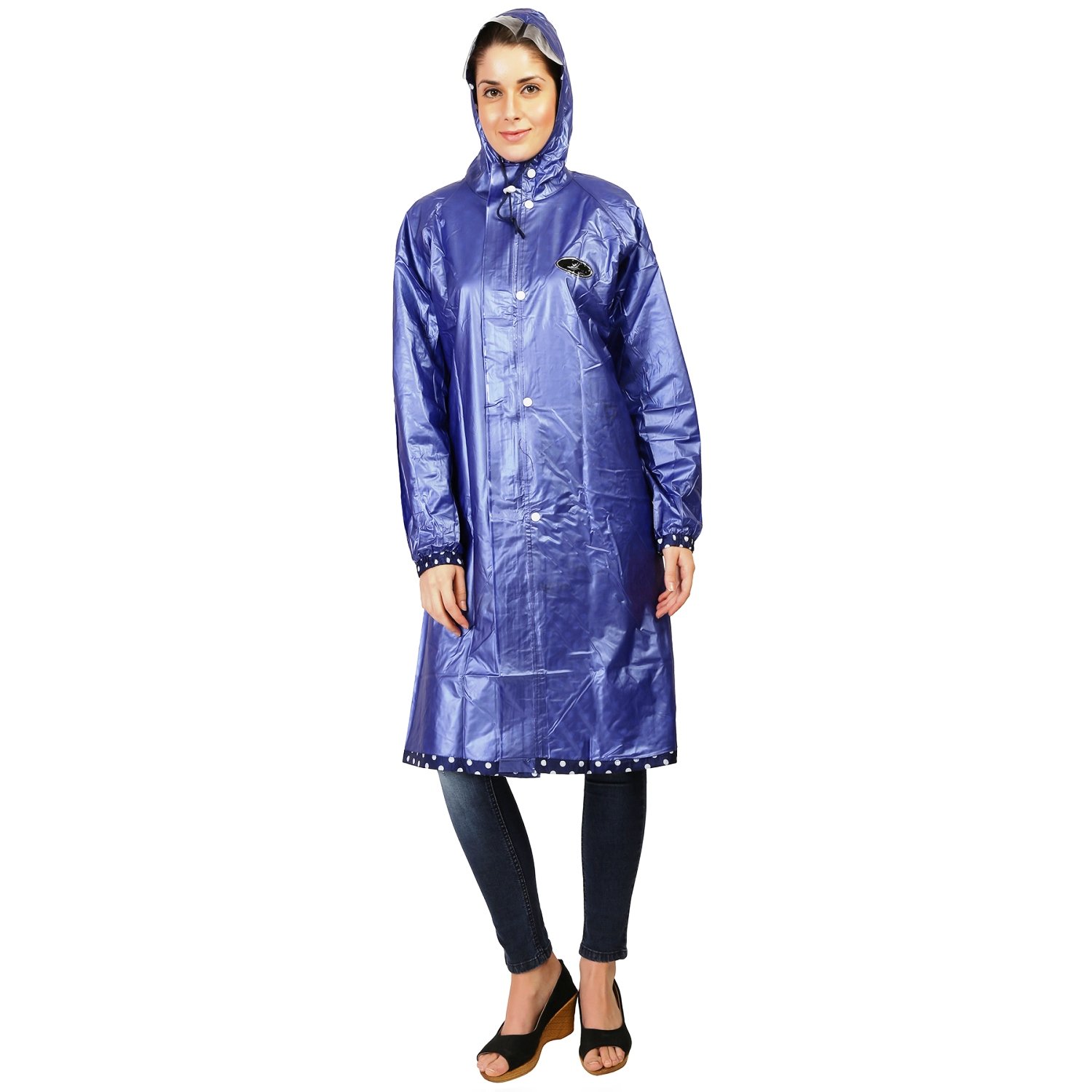 ZEEL Women's Reversible PVC Raincoat_RW207NBB_Navy Blue_XL Amazon.in