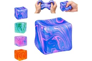 Squishies Stress Cube,Adults Squishies Anxiety Relief Stress Ball,Gel Filled Stretchy Stress Balls,for Relaxation (Blue)