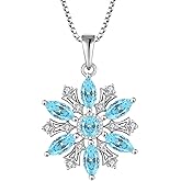 RGEMCY Snowflake Necklace for Women 925 Sterling Silver Pendant Necklaces Jewelry Gifts