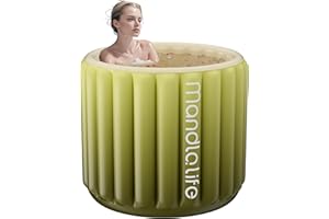 MANDLA Inflatable Bathtub with electric pump,Portable Tub for adults,Skeletonless structure Air Tub for Athletes,Hot Bath Soaking Tub,Cold PlungeTub SPA with Lid 35 * 27.5in(Gradient Green)