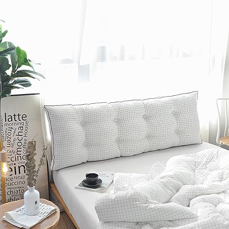 Gewaschener Baumwolle Bett Kopfpolster, Kissen Sofa Soft Bag Tatami Double Lange Kissen Betthaupt Zurück Taille-A 100x50cm(39