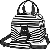 Tezmd Black Cat Reusable Insulated Lunch Box Waterproof Lunch Bag with Detachable and Adjustable Shoulder Strap for Office Picnic or Travel