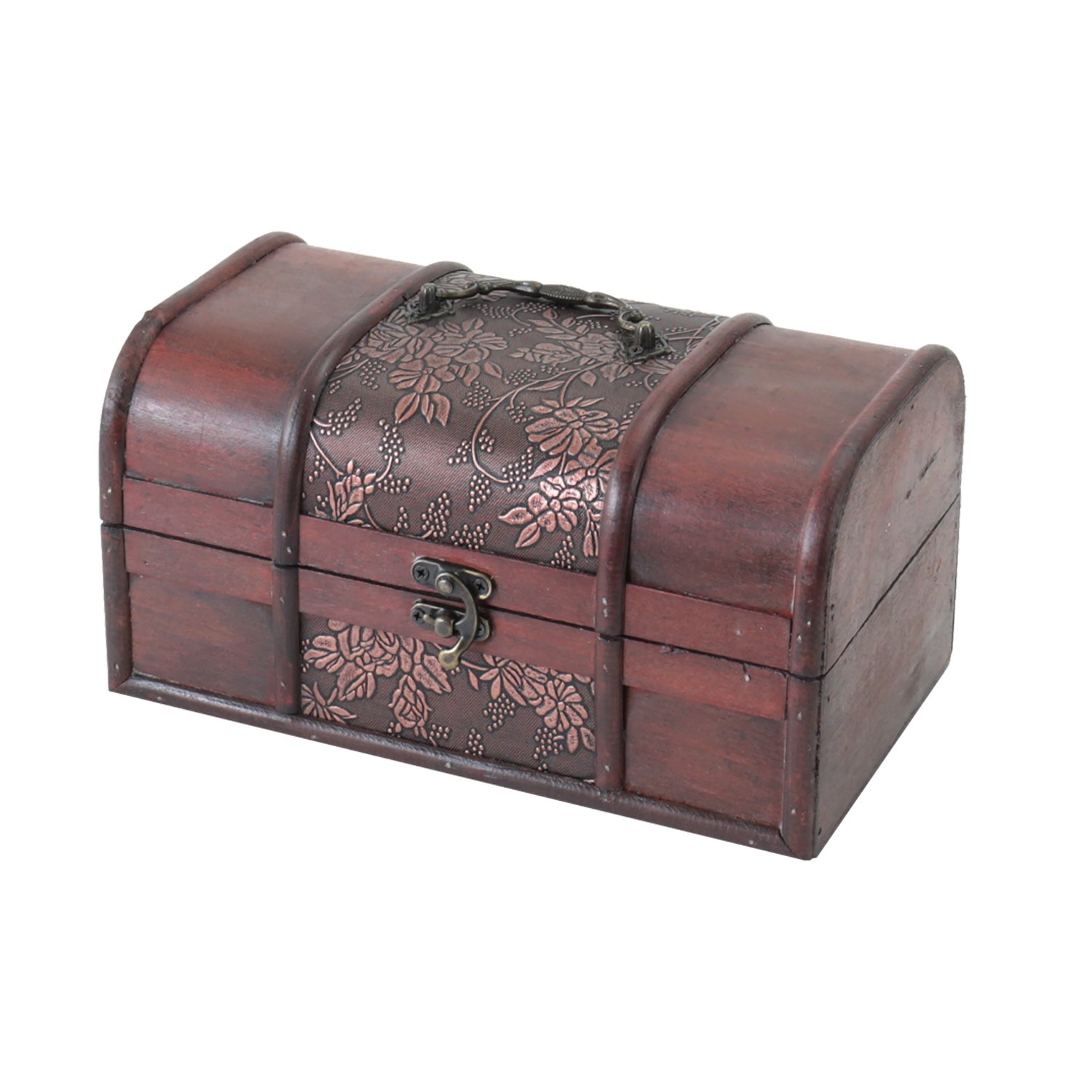 HMF Wooden treasure chest, small treasure box with vintage metal clasp for children’s birthday, wedding or anniversary | 25 x 15 x 13 cm | Japan