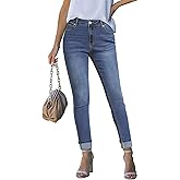 luvamia Skinny Jeans for Women Trendy High Waisted Fold Hem Slim Fit Stretchy Denim Pants Jeggings Jeans with Pockets