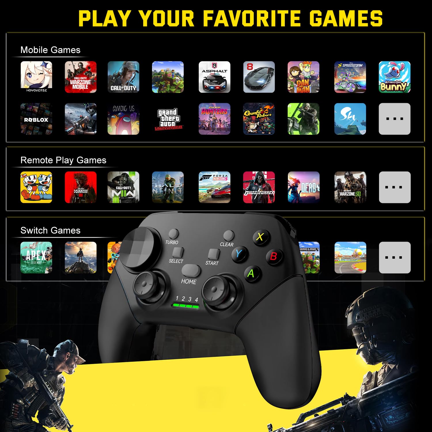 Joso Wireless Mobile Gaming Controller for iPhone, Android, iPad, Tablet, PC, Phone Controller with Phone Clip Supports Cloud Game, COD Mobile, Genshin Immpact, Remote Player Gamepad