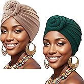 African Women Turban Caps Pre-Tied Twisted Turbans Head Scarf for Women Hair Wraps Cover Beanie Cancer Chemo Headwear