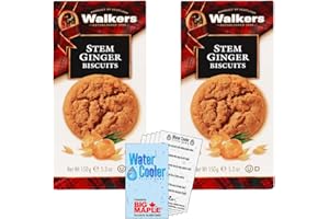 Baked Stem Ginger Biscuits Pack. Includes (2) Packages of Baked Crunchy Stem Ginger Biscuits (150g per) with Water Cooler Tri