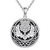 Scottish Thistle Necklace Sterling Silver Scottish Thistle Celtic Knot Necklaces Black Onyx Scotland Flower Pendant Jewelry Gifts For Women Female