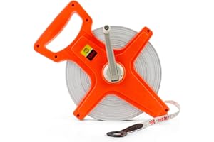 QWORK Tape Measure, 1/2" x 330' Open Reel Dual Sided Fiberglass Tape Measure for Engineer, Yard and Field, Measuring Tape
