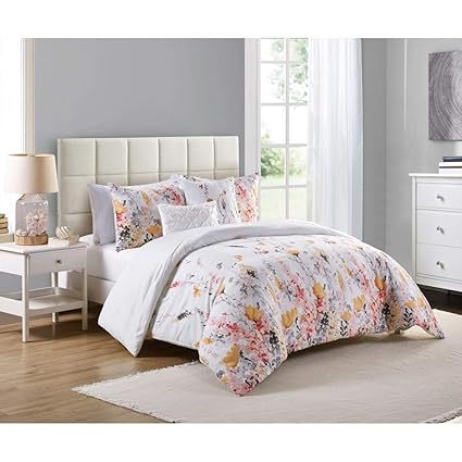 Amazon Com 5pc Girls Flower Themed Comforter Full Queen Set