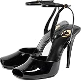 Arqa Stiletto High Heel Sandals for Women Covered Adjustable Ankle Strap Peep Toe Sandal Office Party Dressy Pumps Sexy Elegant Wedding Open Toe Shoes
