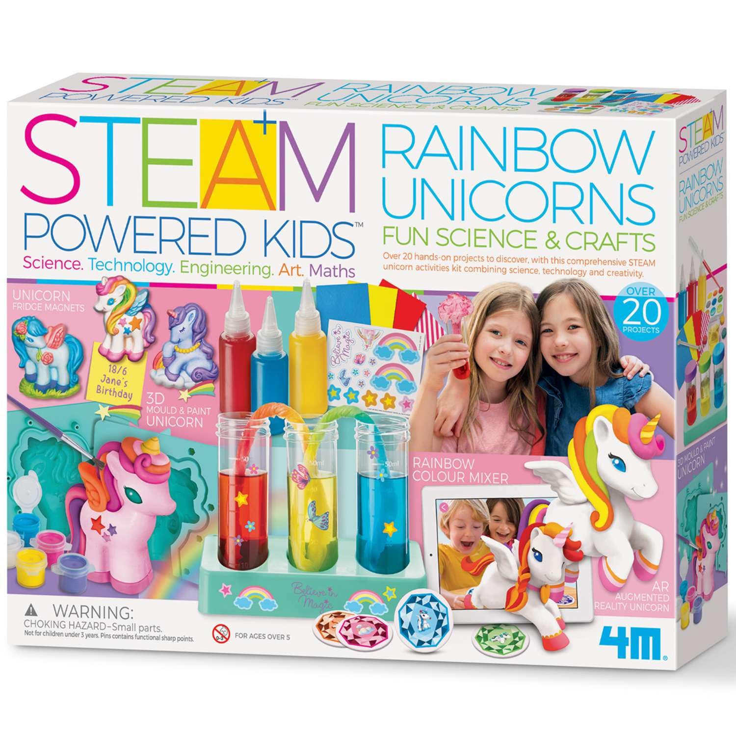4M | STEAM Powered Kids | Rainbow Unicorns | Giant Unicorn Themed Arts and Crafts and STEM Projects Kit | Kids Ages 5+, Pink