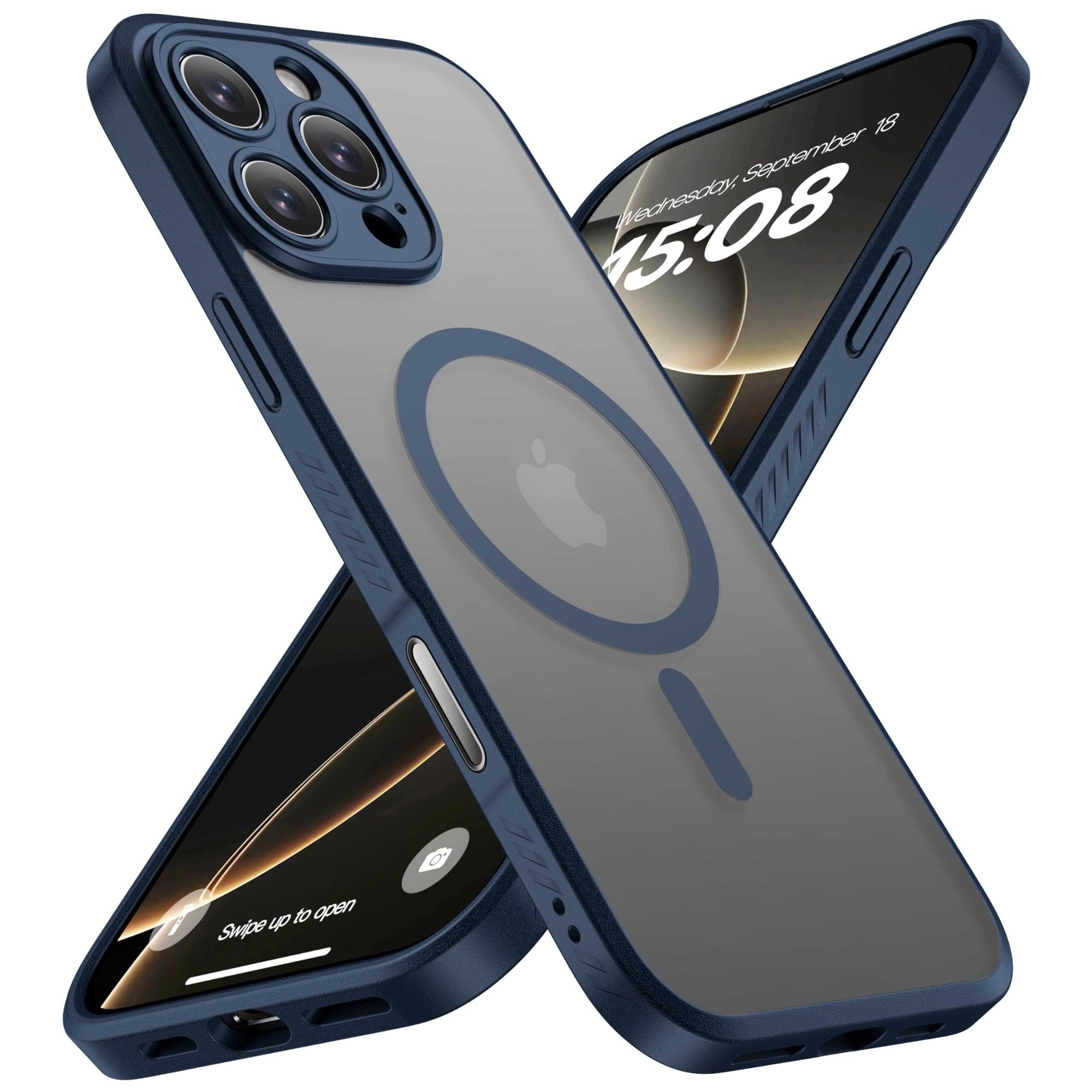 Photo 1 of CellEver Strong Magnetic for iPhone 16 Pro Max Case with Camera Control Capture Button [Camera Protection] [Military Drop Protection] [Compatible with MagSafe] Slim Translucent Matte Cover, Navy Blue