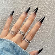 Amazon.com: ANDGING Press on Nails Short Medium Stiletto, Fake ...