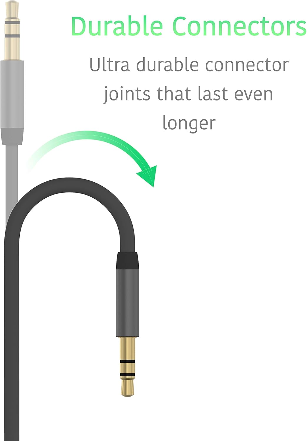 Aux Cable 3.5mm Audio Cord for Car (2 Pack) by TalkWorks | 6ft Heavy Duty Metallic Male to Male Jack Auxiliary Cord Extension Adapter for iPhone, Android, Headphones, Stereo - Slate