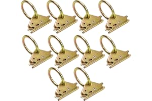 BOKE YOUNG 10-Pack Heavy Duty Steel E-Track O-Rings Tie-Down Anchors, for Trailers, Trucks, E Track Accessories to Secure Cargo in Enclosed/Flatbed Trailer Truck, Working Load Limit 1500lbs, Yellow