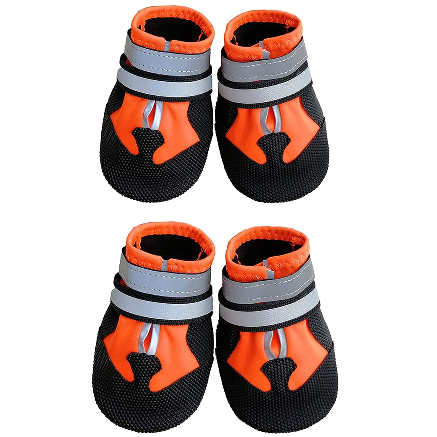 Ewolee Dog Boots for Injured Paws Waterproof, Set of 4 Dog Shoes Dog Walking Boots with Adjustable Reflective Straps and Anti Slip Sole for Small Medium Large Dogs (Orange, S)