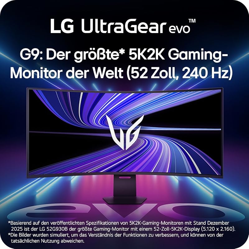 Ultragear™ 52G930B-B 52 Zoll 21:9 Curved 5K2K VA Gaming Monitor, 240Hz, DisplayHDR™ 600, AMD FreeSync Premium, USB-C (90W), Schwarz