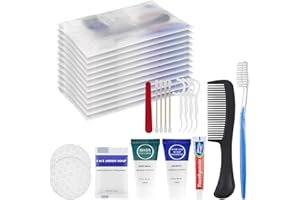 ZHJIANUP Toiletry Kits Travel Essentials Disposable Hygiene in Bulk, Trial Size Toiletries Supplies Individually Wrapped Traveling Personal Care Items, for Camping, Hotel, Homeless, Charity, 8-in-1 (20-Pack)