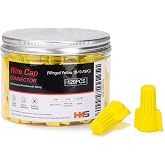 HKS 120 PCS Yellow Wire Nuts - AWG 18-10 Winged Electrical Wire End Connectors - Twist-On Screw Caps Insulated Insertion with Spring Portable &amp; Quick to Connect