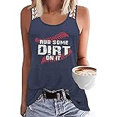 Baseball Mom Tank Tops Baseball Mama T Shirt Rub Some Dirt On It Letter Print Baseball Love Graphic Sleeveless Tee
