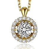 MomentWish Floating Necklace for Women, 0.5/1 Carat Dancing Moissanite Necklace for Her 925 Sterling Silver Pendant Anniversary Birthday Christmas Gift for Wife Mom Girlfriend
