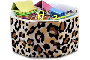 HOMSUN Paper Clip Holder Ceramic Paper Clip Holders Paperclip Holders Dispenser Cute Leopard Paper Clip Organizer for Desk Binder Clip Holder Bobby Pin and Hair Clip Holder Gift for Office Brown