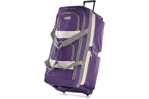 Olympia U.S.A. 22 inch Jumbo size 8 Pocket U shaped Lightweight Water Resistant Rolling Duffel Bag, Suitcase with Push Button Hide Away Retractable Handle,