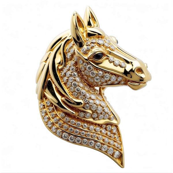 Amazon.com: Clear Crystal Galloping Horse Brooch (Silver Tone
