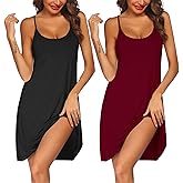 Ekouaer 2 Pack Nightgown for Womens Nightshirt Sleepwear Sleep Tank Chemise Racerback Sleeveless Dress