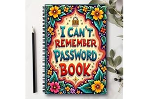 Spiral Password Log Book, Internet Login Organizer for Home & Office, Lined Notebook to Record Website & Password