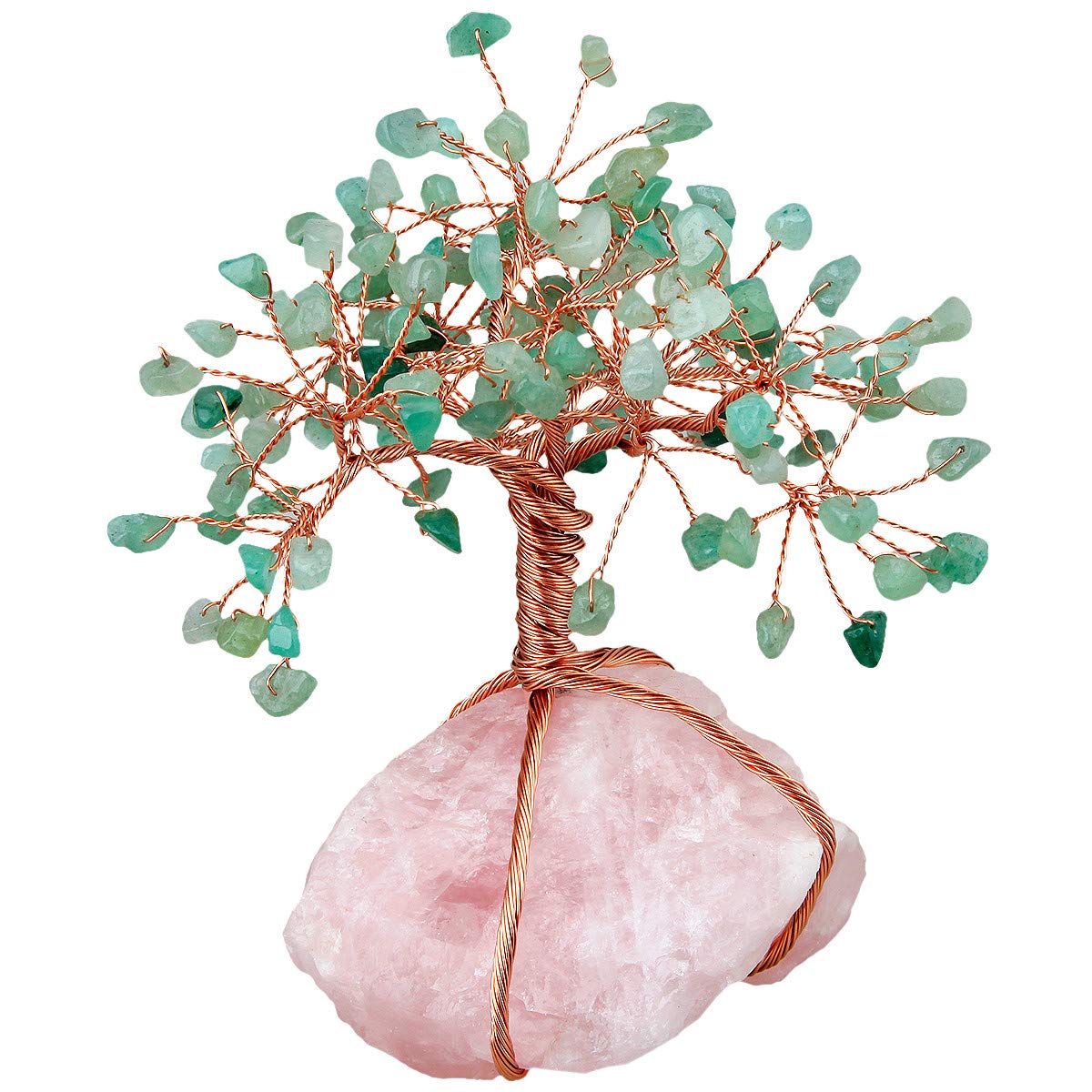 KYEYGWO Natural Crystal Tree Decorations for Home and Office, Lucky Money Tree Feng Shui Ornaments for Wealth Health, Green Aventurine