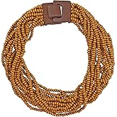 Coiris Beaded Strand Necklace for Women Boho Chunky Beaded Strand Necklace Bohemian Summer Beach Necklace Jewelry for Women(N0059-Black)