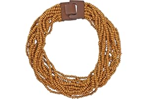 Coiris Beaded Strand Necklace for Women Boho Chunky Beaded Strand Necklace Bohemian Summer Beach Necklace Jewelry for Women(N0059-Black)