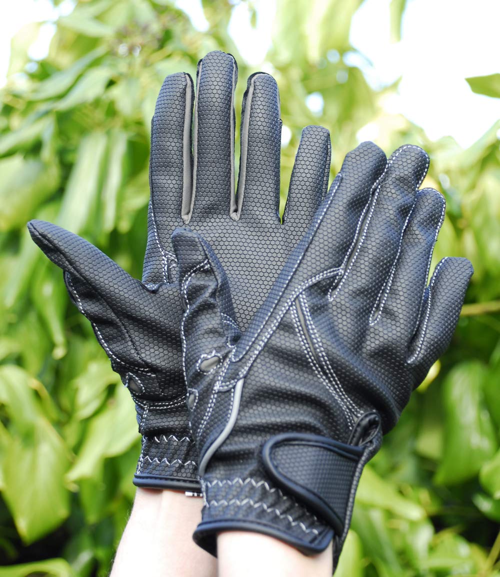 Rhinegold Sport Riding Gloves-Medium-Black/Silver