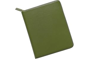 Moterm Zippered Leather Cover for A6-Notebooks - Fits Hobonichi Original, Stalogy and Midori MD Planners (Pebbled-Olive)