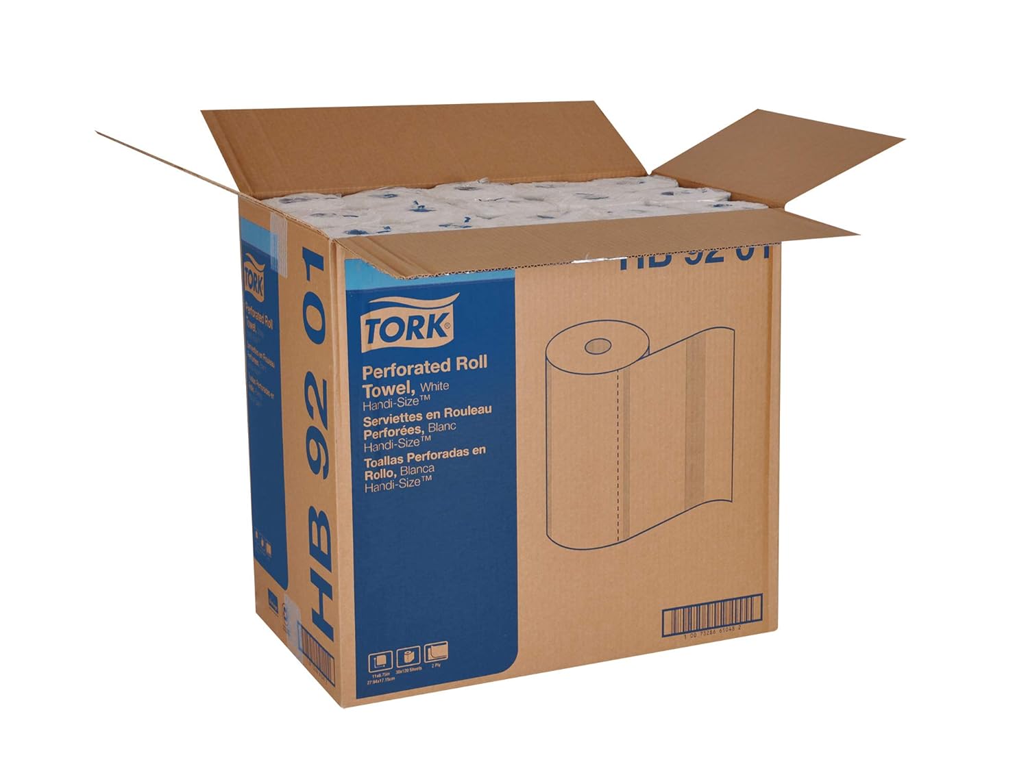 Tork HB9201 Handi-Size Perforated Paper Roll Towel, 2-Ply, 11" Width x 6.75" Length, White (Case of 30 Rolls, 120 Per Roll, 3,600 Towels): Industrial & Scientific