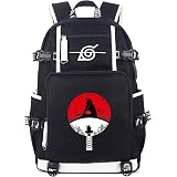 Roffatide Mochila de anime para niños, mochila para computadora portátil, con puerto de carga USB y puerto para auriculares, color negro