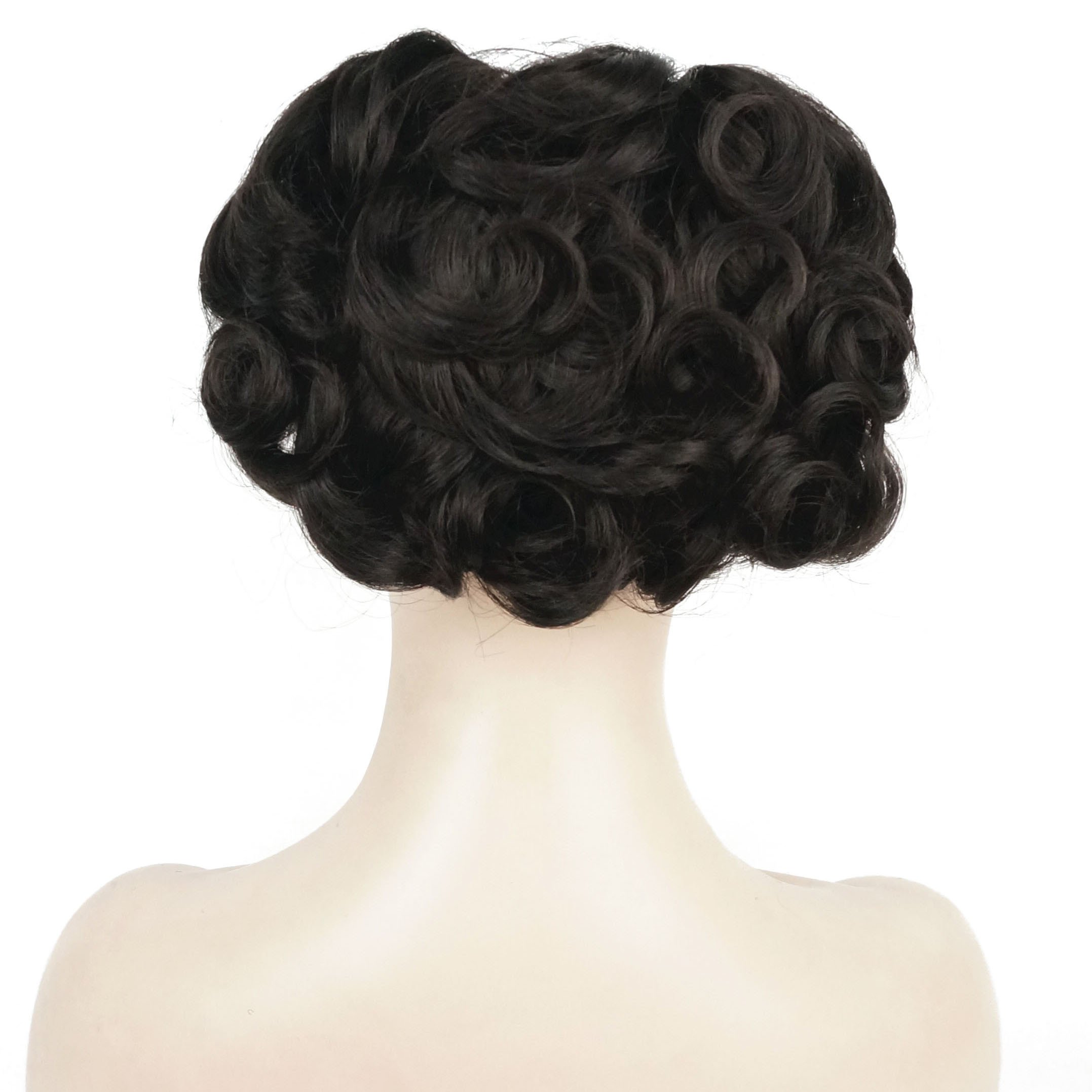 Lydell Short Messy Curly Dish Hair Bun Extension Stretch hair Combs Clip in Ponytail Extension Dark Brown