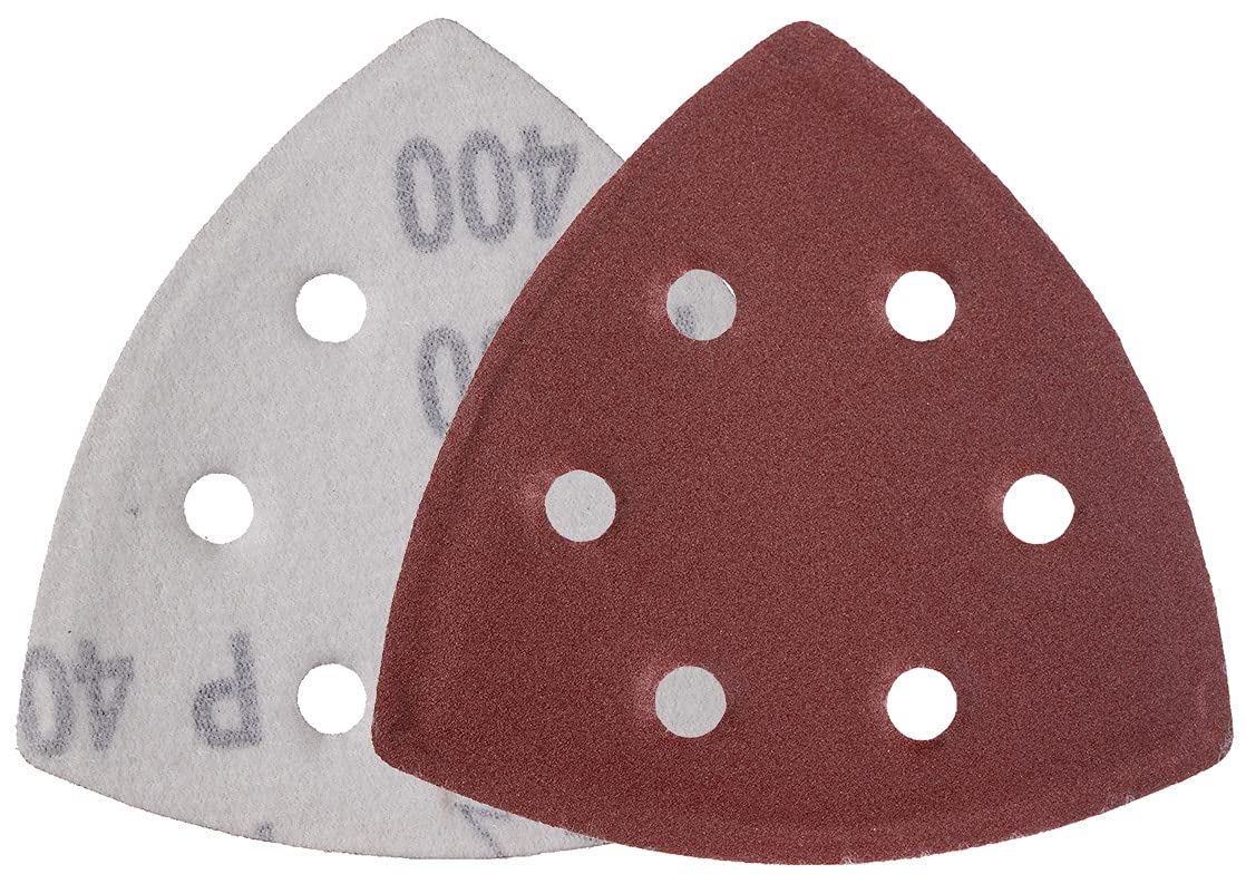 YoiYee 400 Grit Delta Sanding Sheet, Hook and Loop Triangle Sandpaper Pad, Sand Paper Disk, 6 Holes, 93 x 93 x 93mm, 20 Pack — image 1