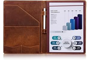 Jack&Chris Leather Portfolio, A4 Document Folder Legal Pad Padfolio, Professional Writing Letter Notepad Clipboard Sleeve Organizer, Resume Folio Binder for Men&Women,JC1823