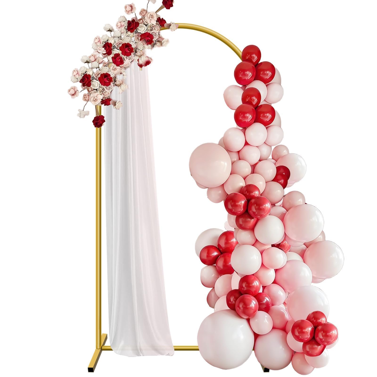 Photo 1 of 6.6 ft Arch Backdrop Stand, Metal Wedding Arch Stands for Party, Birthday, Wedding, Bridal Shower, Baby Shower Gold