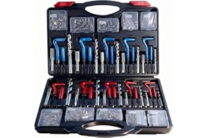 CXPRO 314Pcs Thread Repair Kit, Metric Helicoil Repair Kit with HSS Drill Bits Inserts Taps Break Off Tools: M5 M6 M8 M10 M12, SAE Helicoil Kit: 1/4" 5/16" 3/8" 7/16" 1/2"