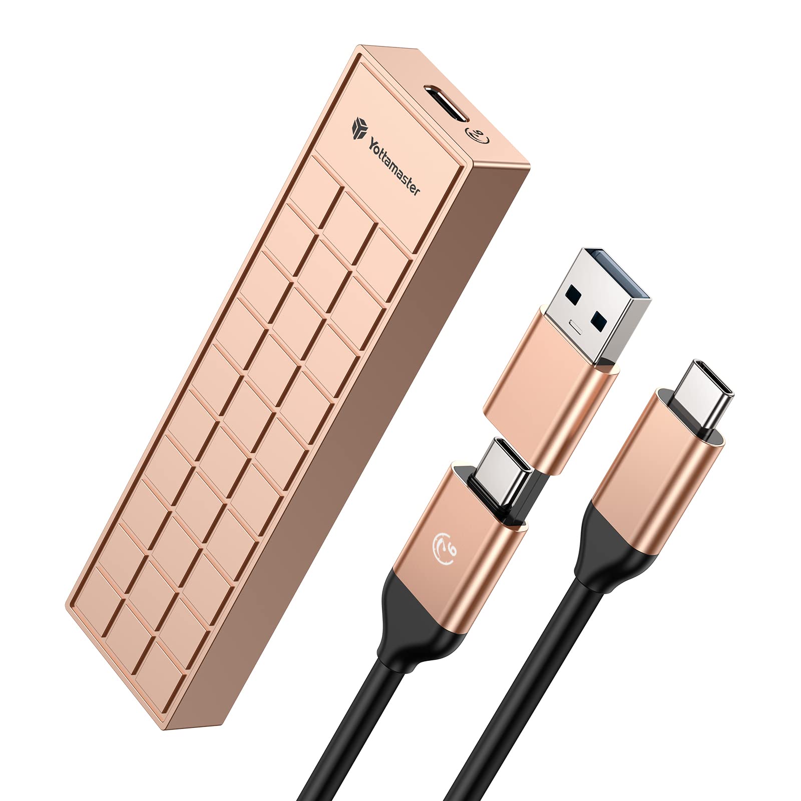 Yottamaster M.2 SATA SSD Enclosure for NGFF 2230/2242/2260/2280 to USB 3.0 Type-C Adapter Case Enclosure, 5Gbps UASP Support for Laptop, PC (Rose Gold) - [SSD NOT INCLUDED]